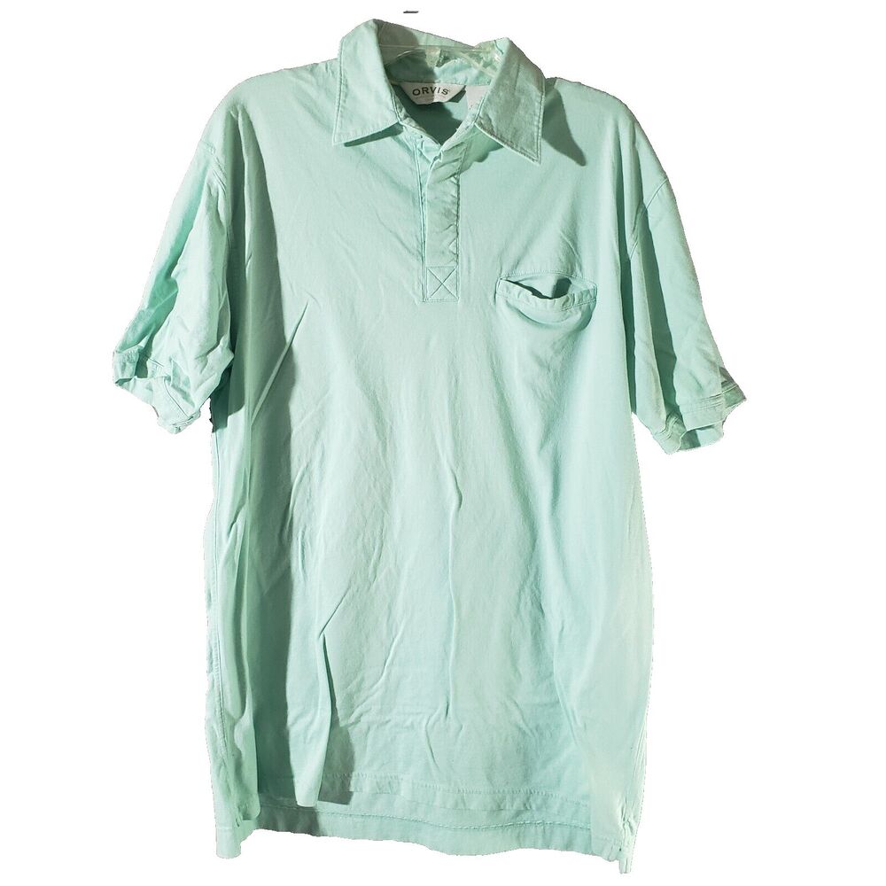 Orvis Classic Polo Shirt Men's Size Large L Sea Green Vintage 90s Y2K Soft Comfy